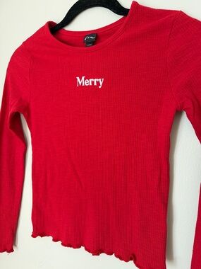 Art Class Red 'Merry' Long-Sleeve Ribbed Tee